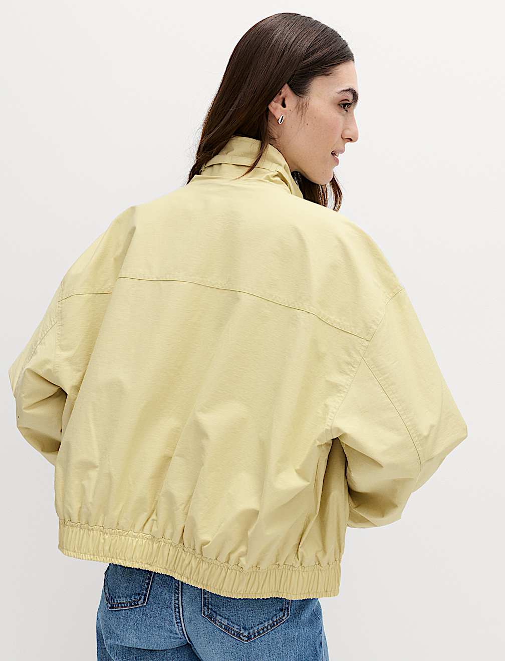 Cotton Rich Funnel Neck Bomber Jacket