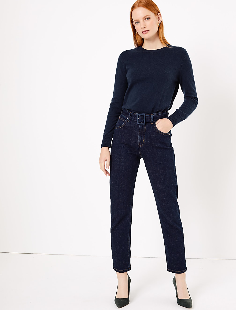 Belted Tapered Jeans