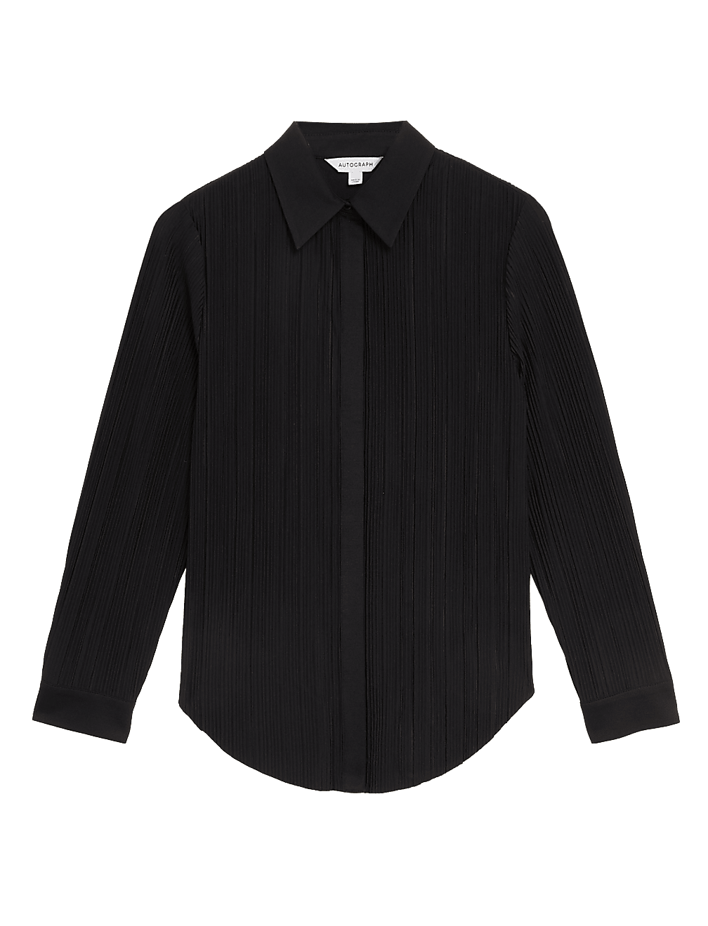 Jersey Plisse Collared Relaxed Shirt
