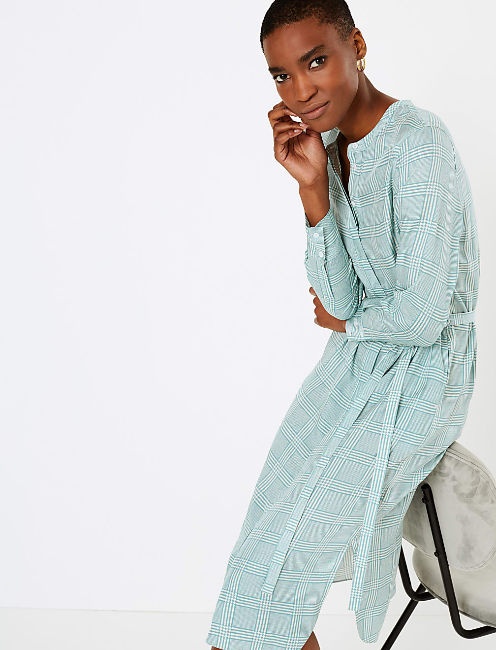 Checked Midi Shirt Dress