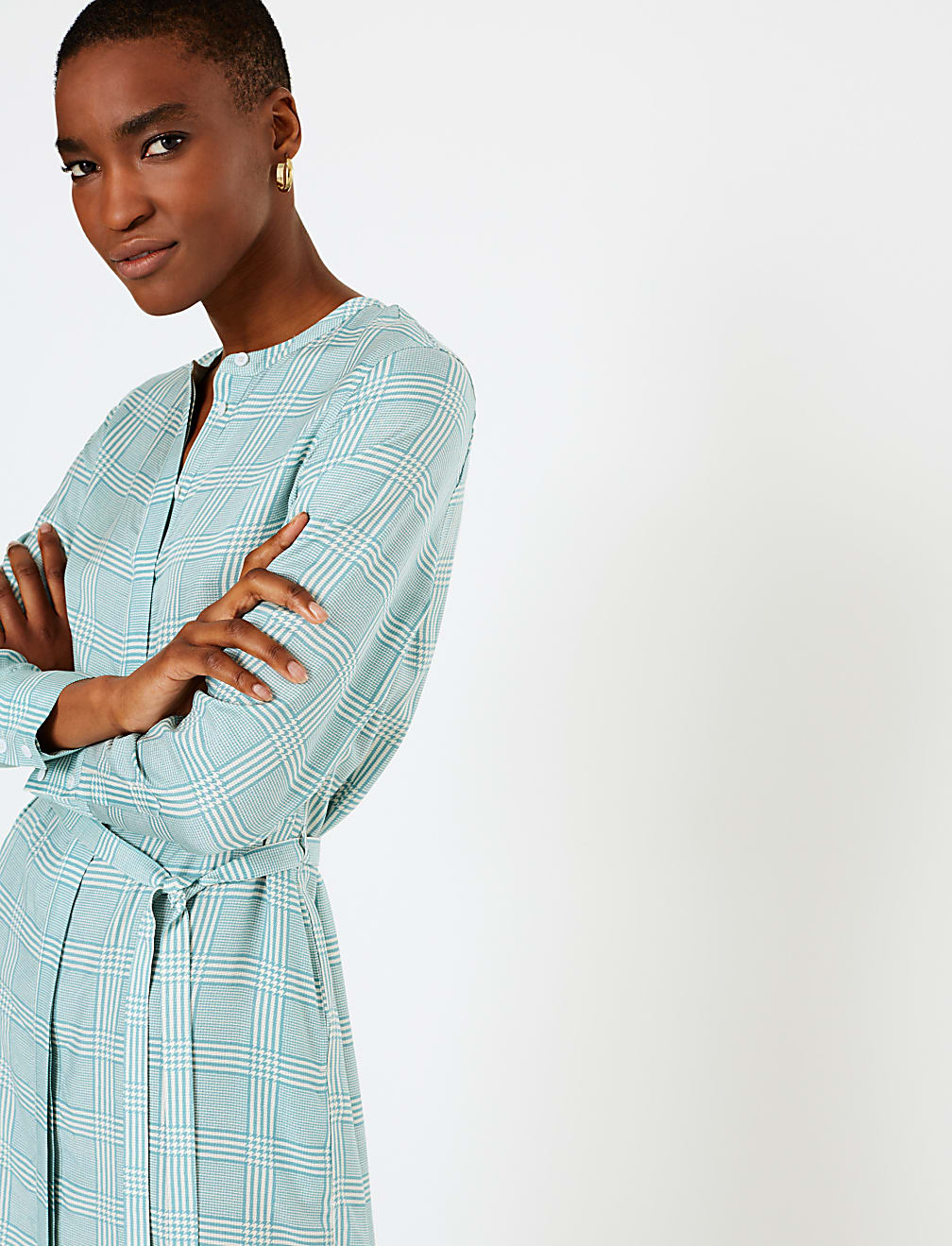 Checked Midi Shirt Dress