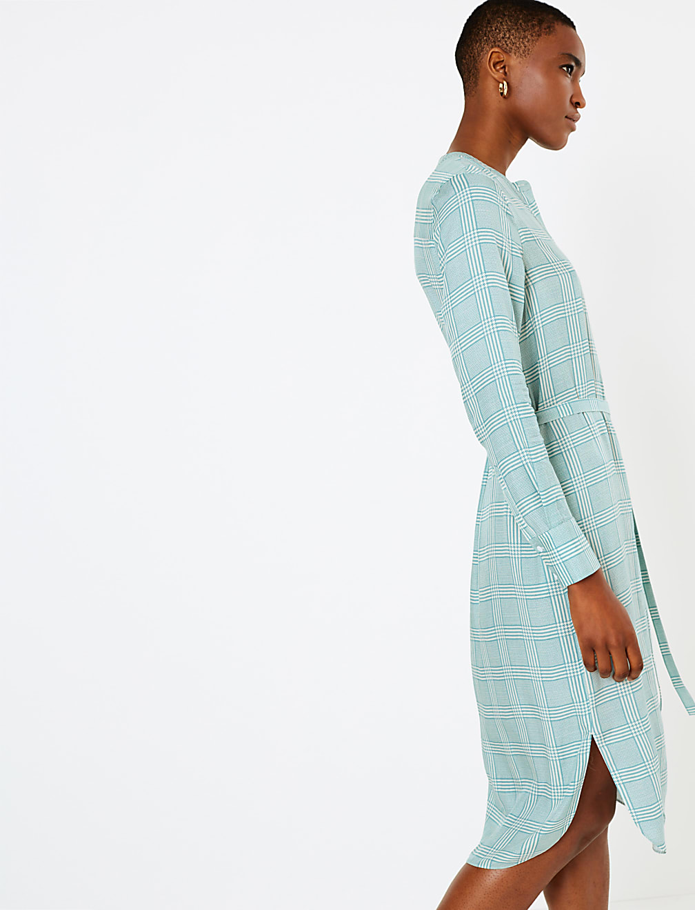 Checked Midi Shirt Dress
