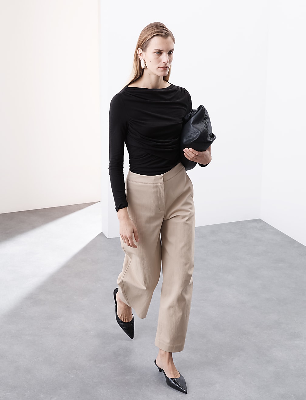 Slash Neck Wrap Front Top With Silk