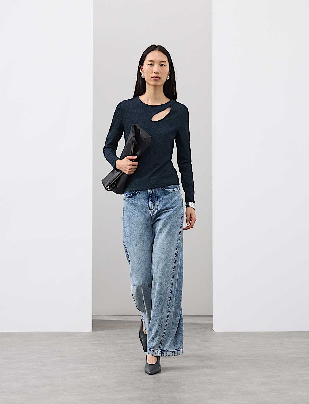 Jersey Sparkly Cut Out Top