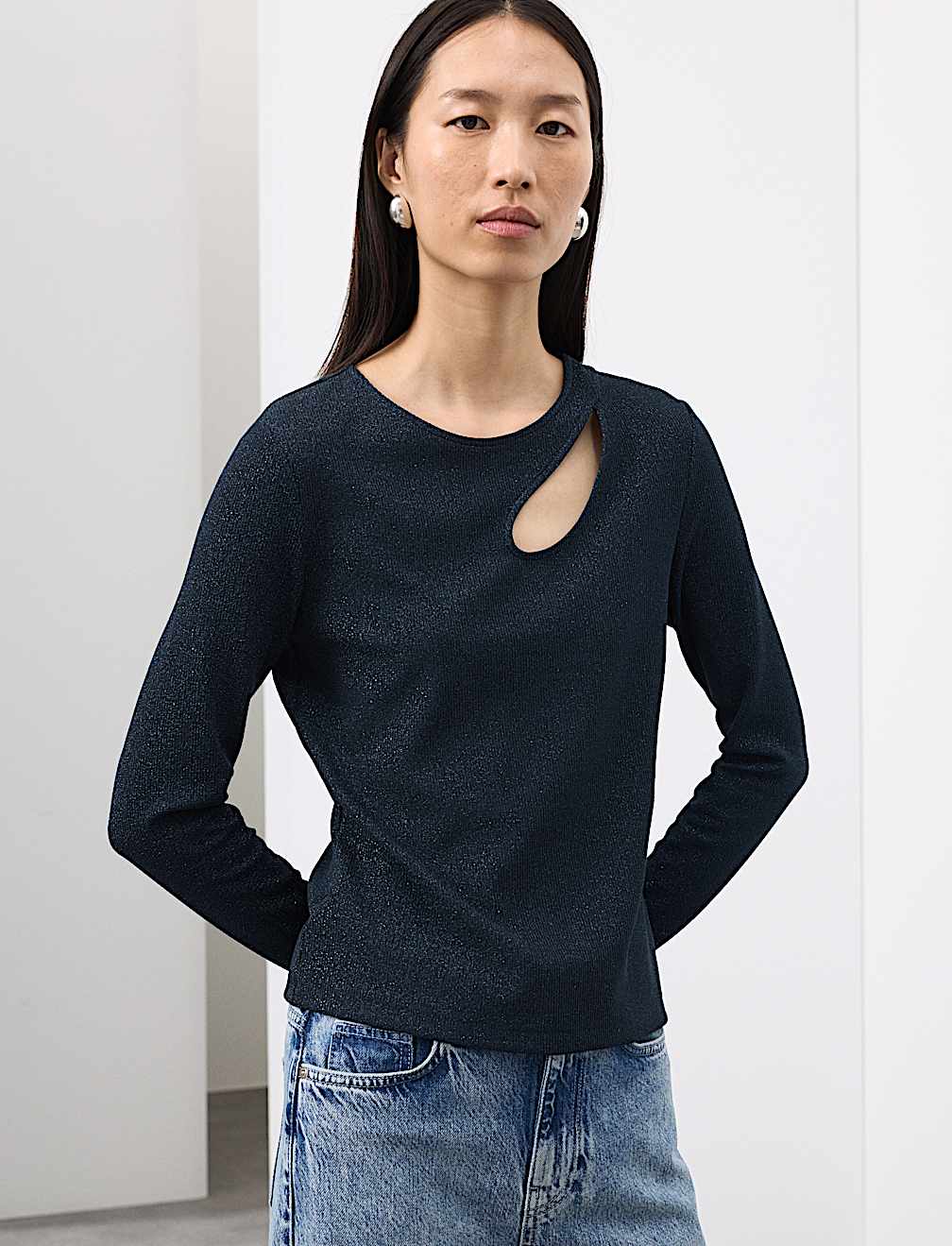 Jersey Sparkly Cut Out Top