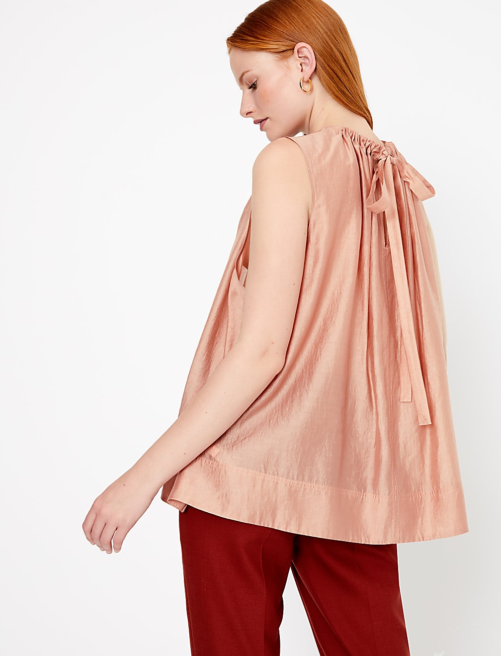 Gathered Neck Sleeveless Blouse