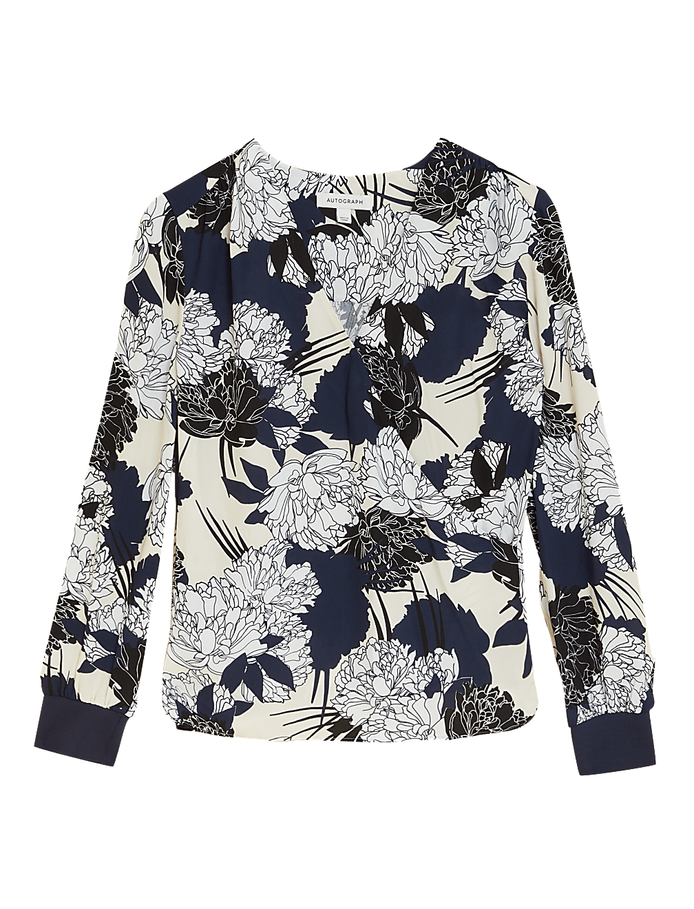 Floral V-Neck Long Sleeve Wrap Top