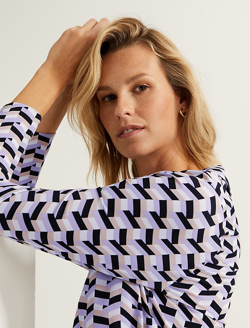 Geometric Collared Long Sleeve Shirt