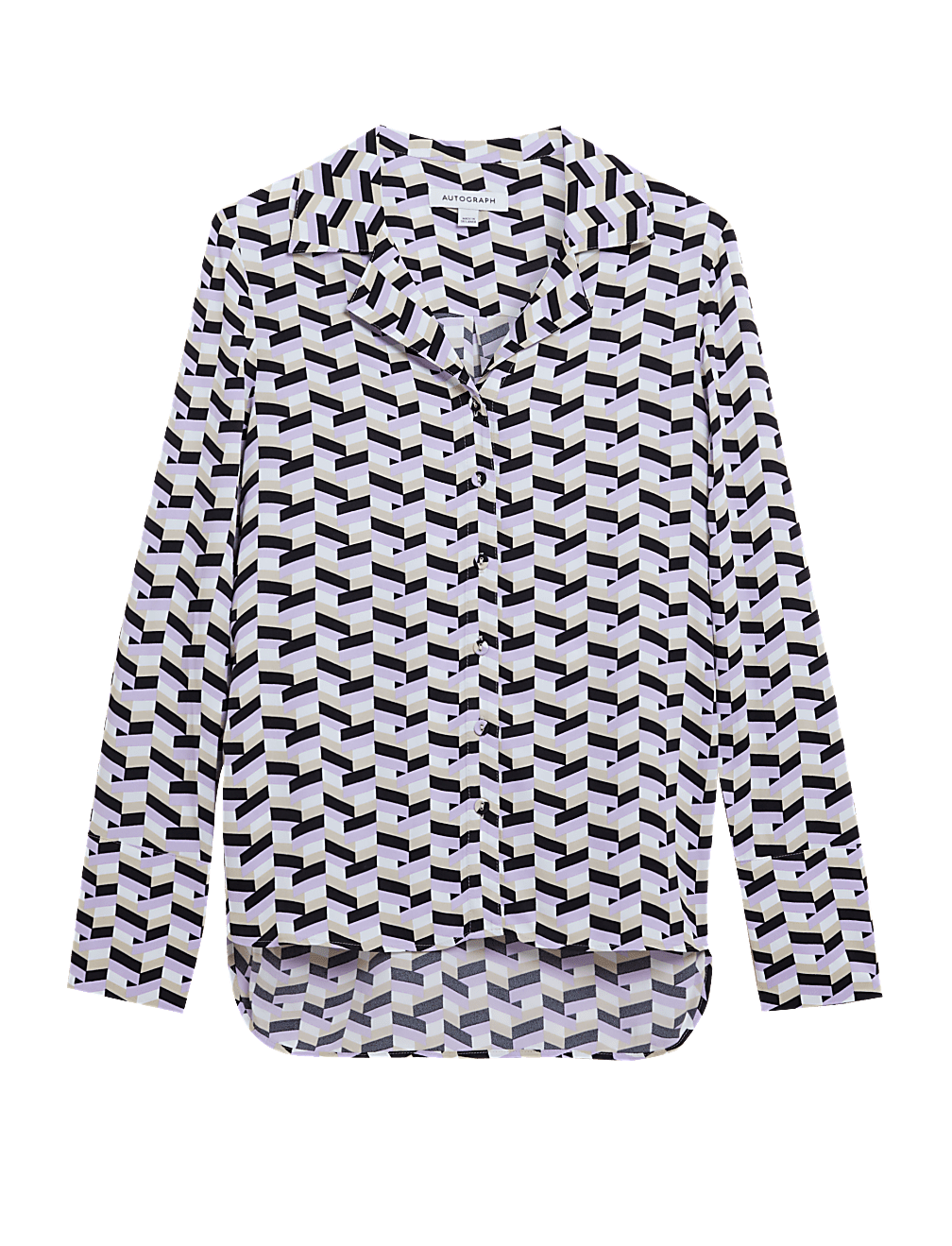 Geometric Collared Long Sleeve Shirt