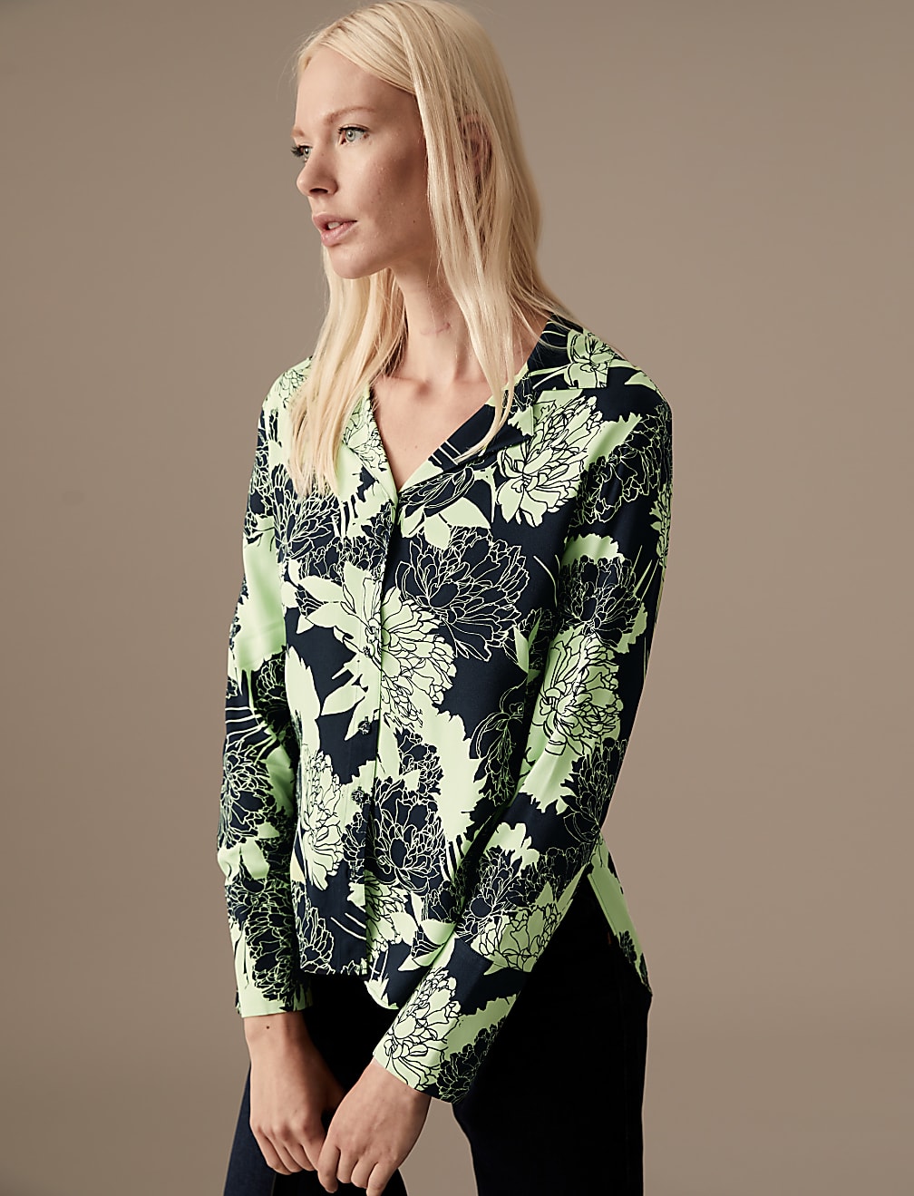 Floral Collared Long Sleeve Shirt
