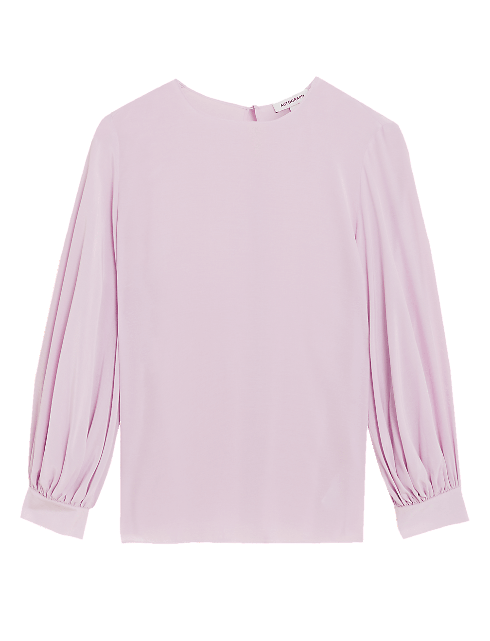 Cupro Rich Round Neck Balloon Sleeve Blouse