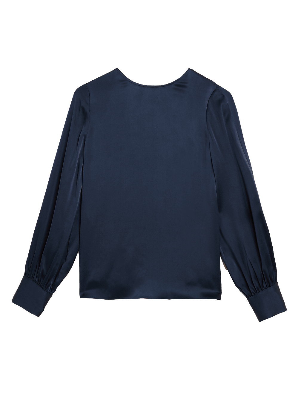 Pure Silk Round Neck Blouson Sleeve Blouse