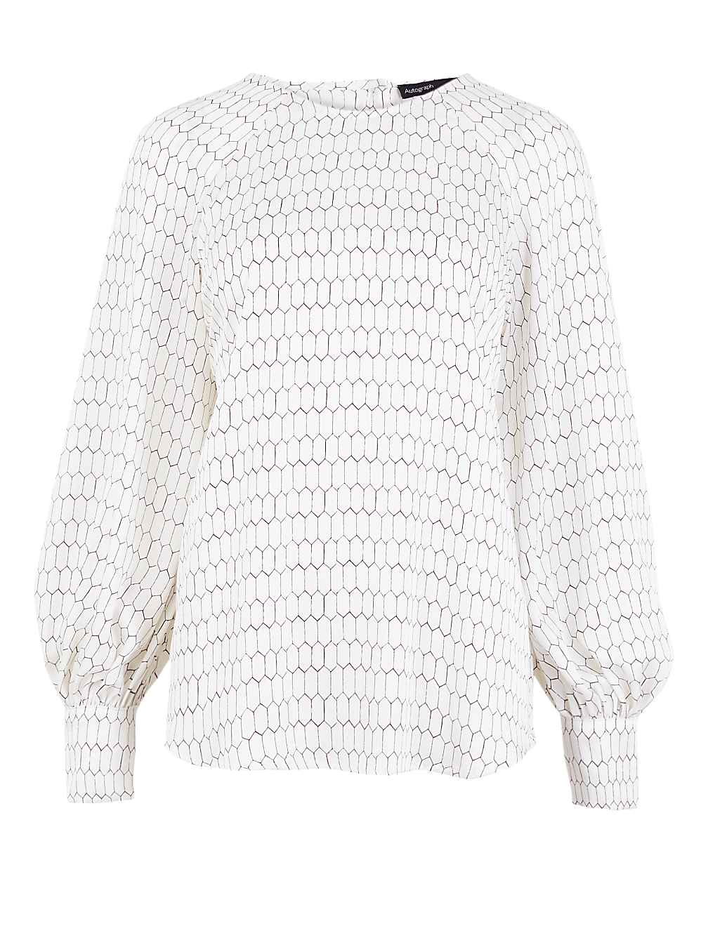 Geometric Print Blouson Sleeve Shell Top