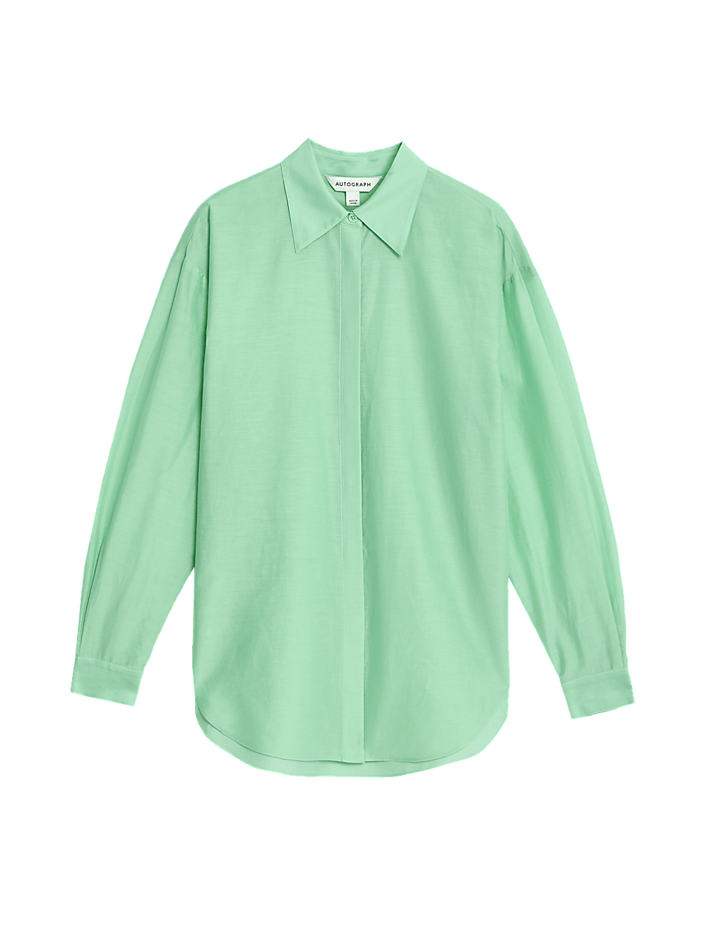 Silk Blend Collared Long Sleeve Shirt