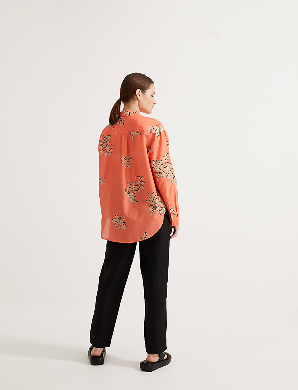 Silk Blend Floral Collared Shirt