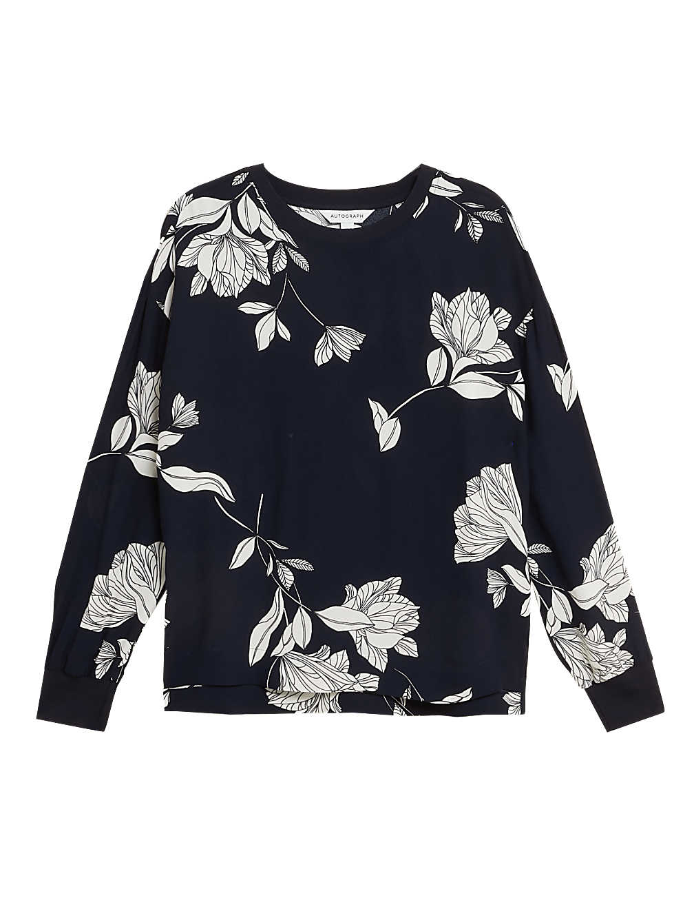 Floral Crew Neck Long Sleeve Blouse