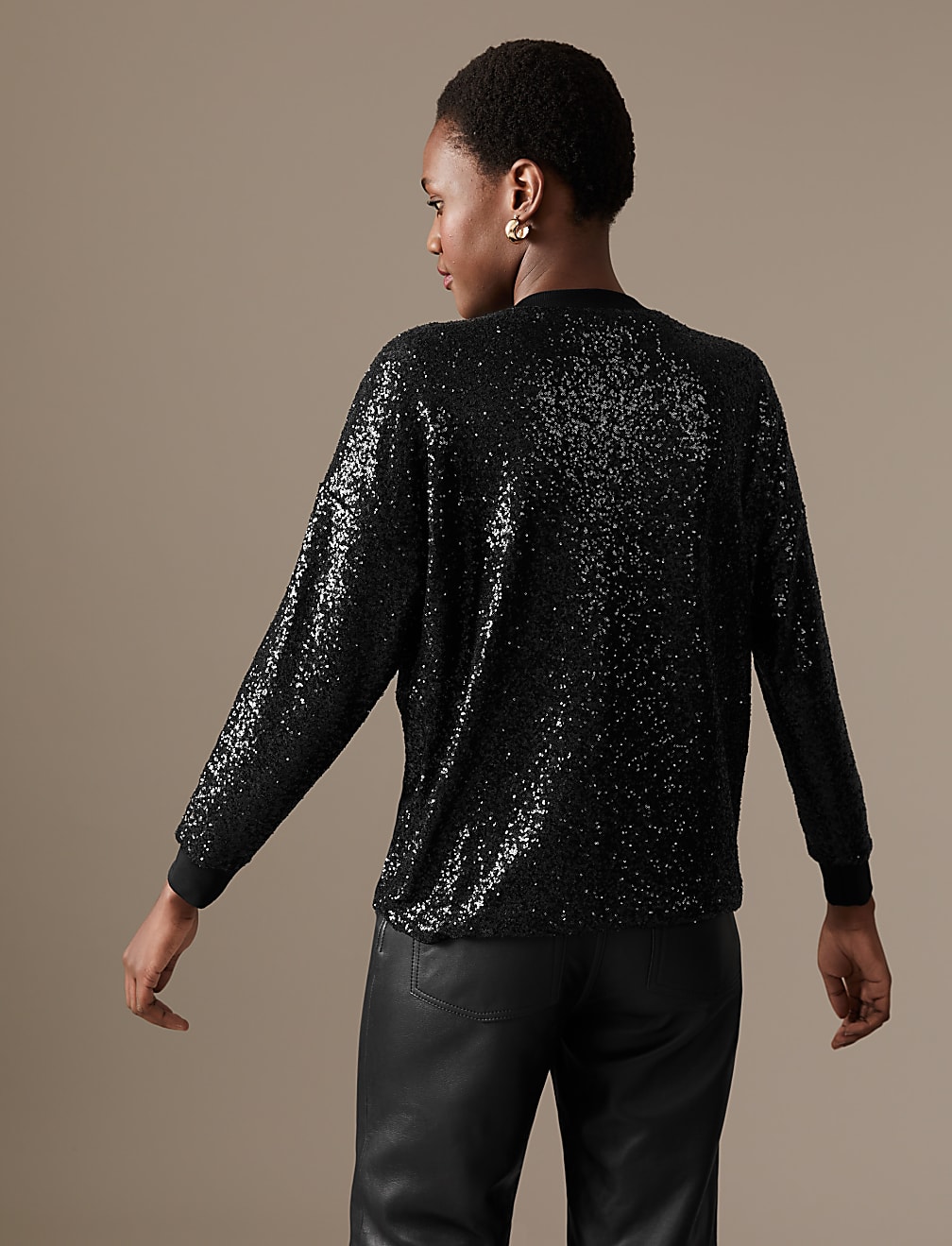 Sequin Round Neck Sweatshirt