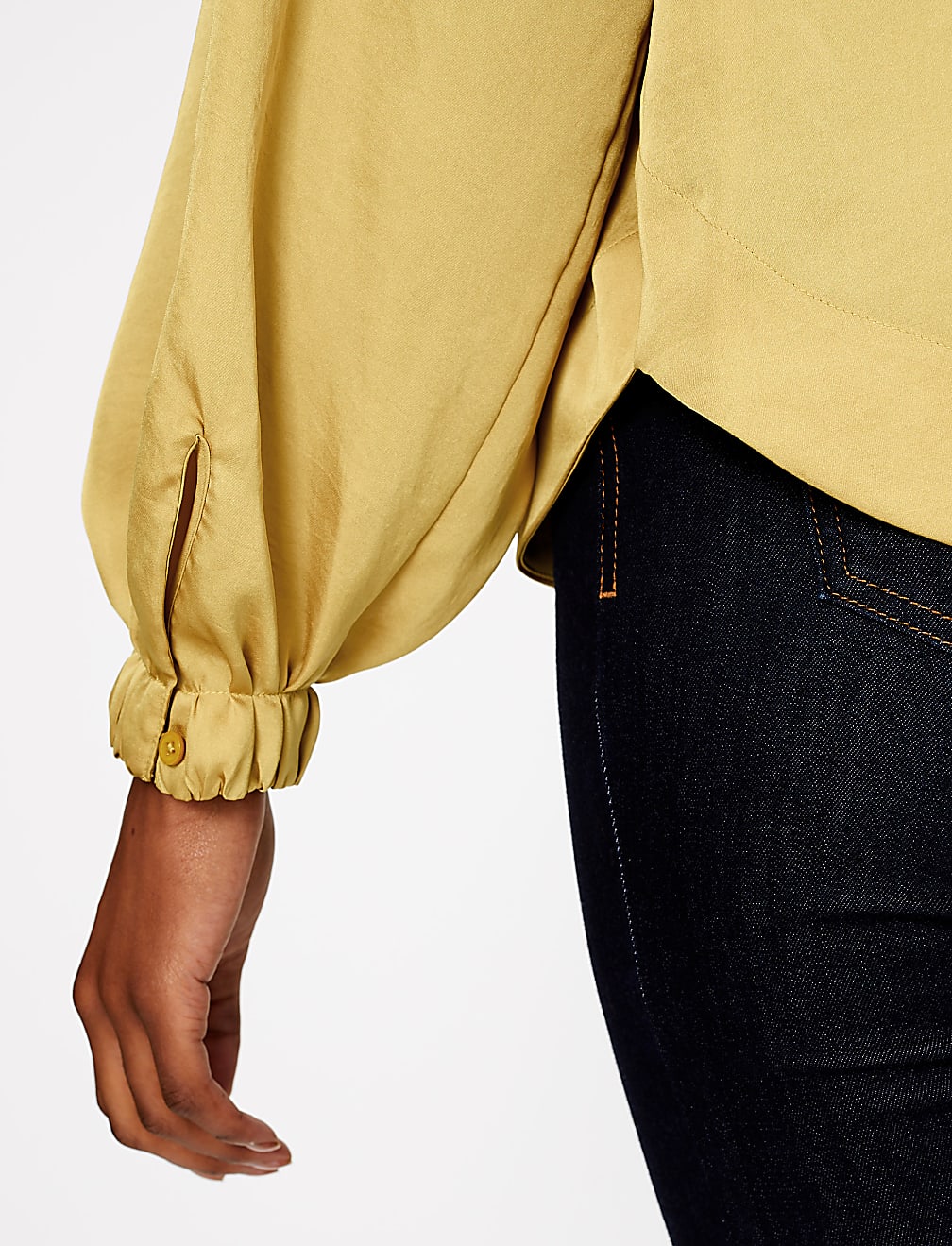Satin Gathered Neck Oversized Blouse