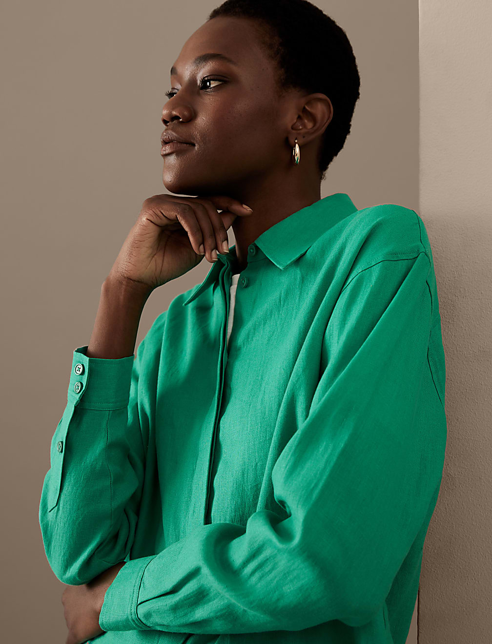 Pure Irish Linen Collared Relaxed Shirt