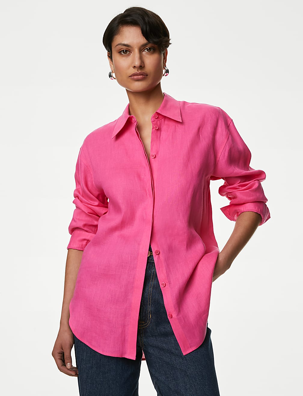 Pure Irish Linen Collared Relaxed Shirt