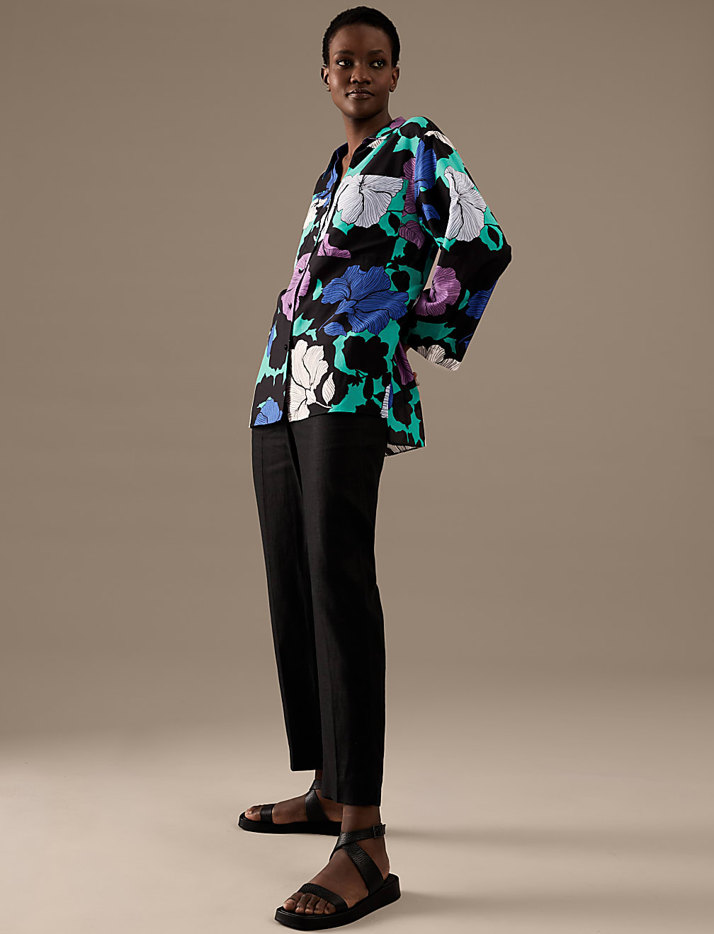Silk Blend Floral Relaxed Shirt