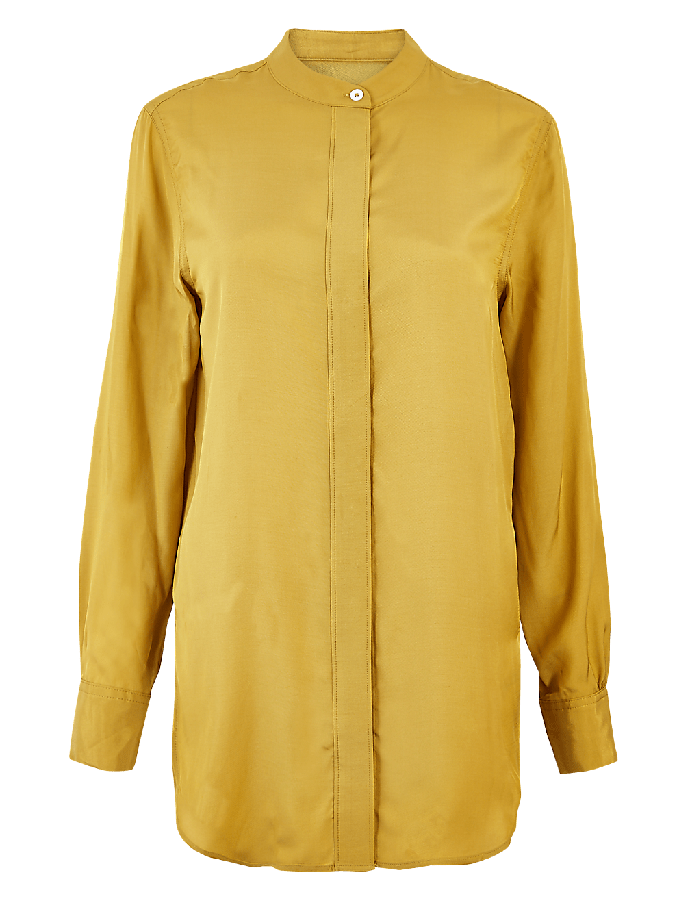 Mandarin Collar Longline Relaxed Fit Blouse