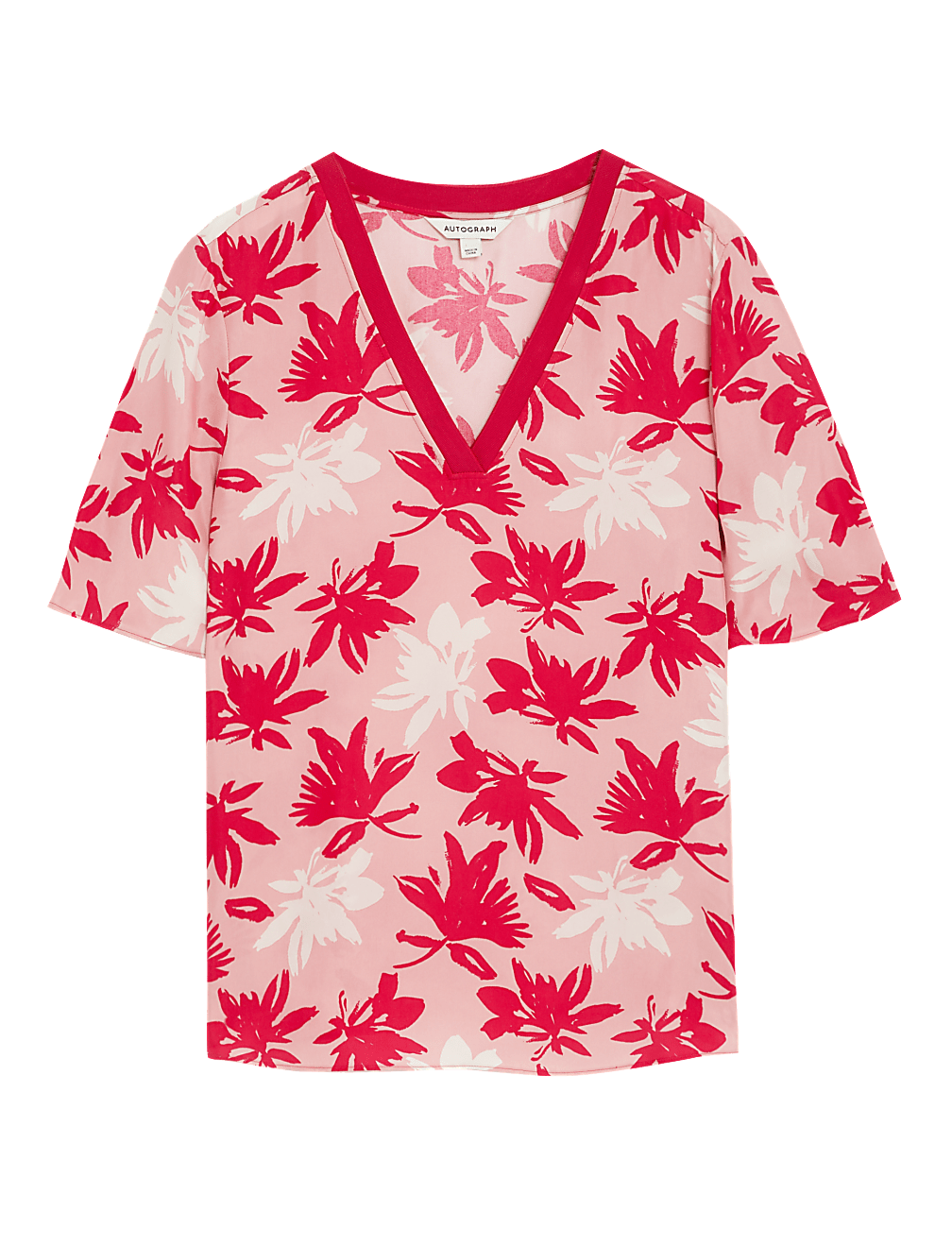 Cupro Rich Printed V-Neck Blouse