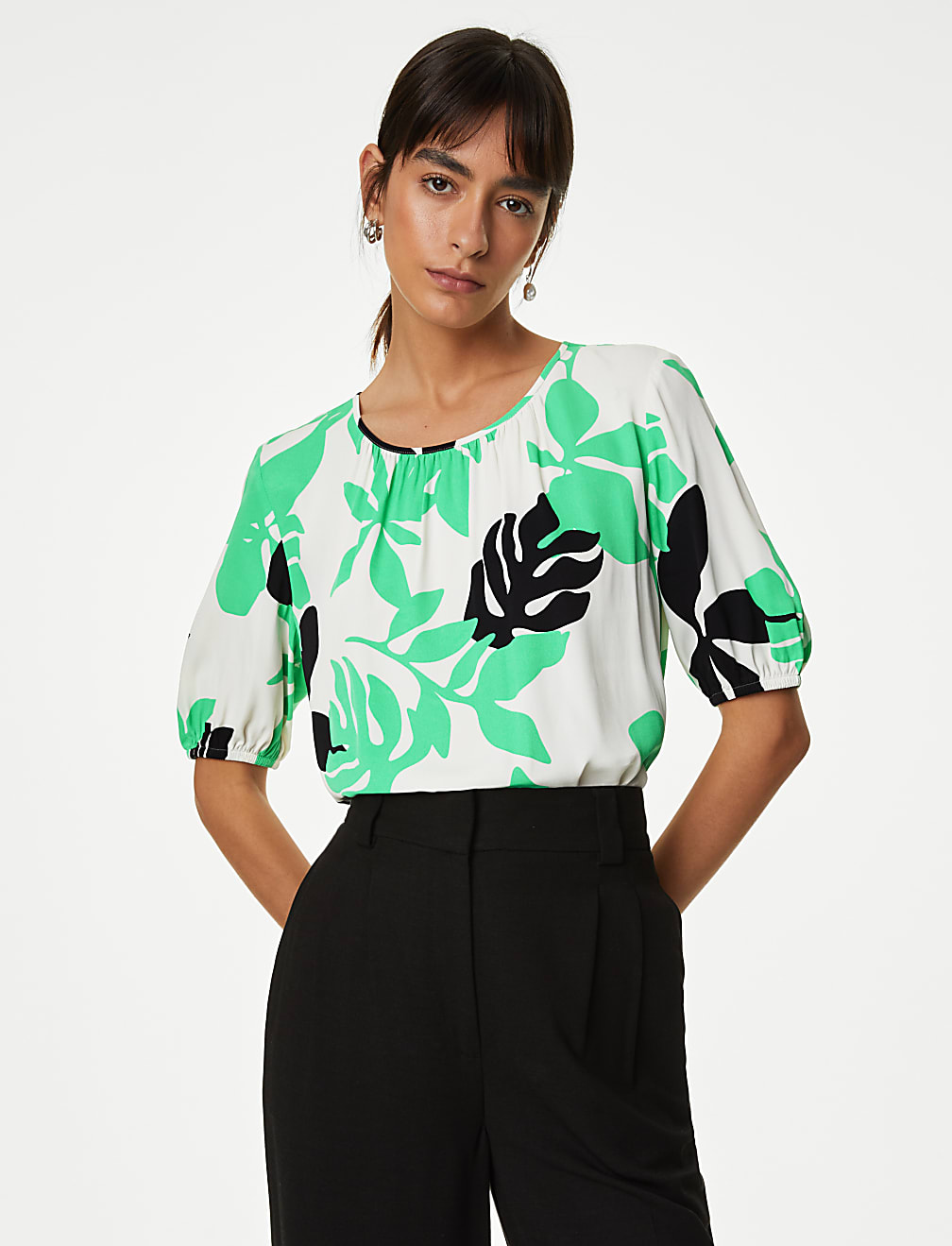 Printed Round Neck Blouse