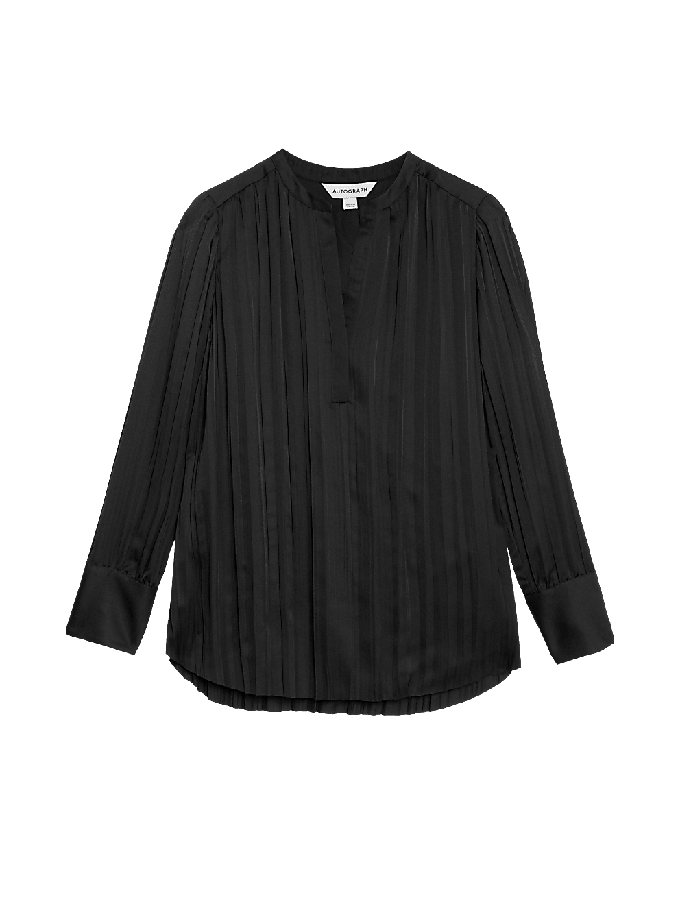 Satin Plisse Notch Neck Blouse