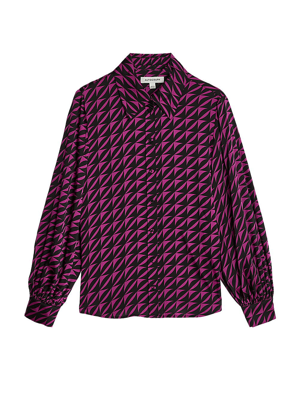 Satin Printed Blouson Sleeve Shirt