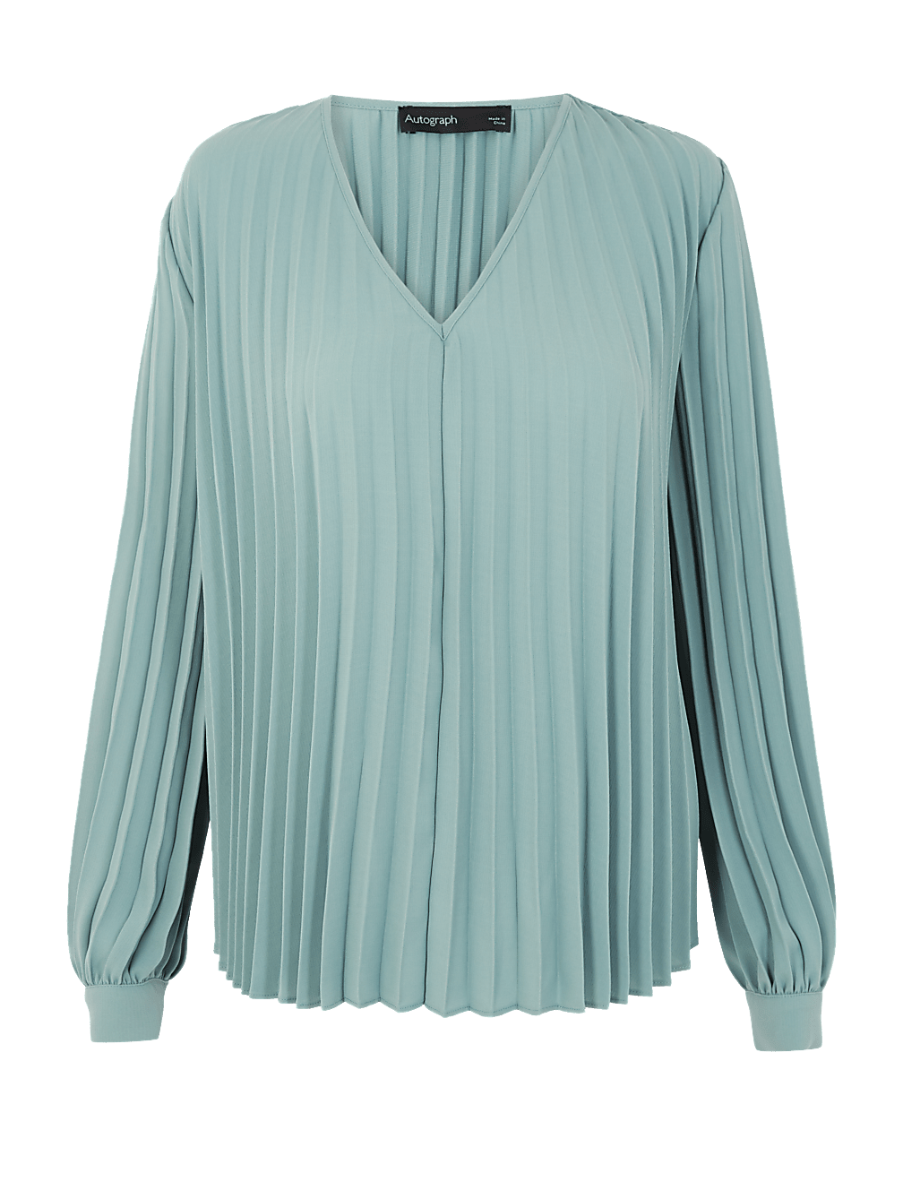 Pleated V-Neck Blouse