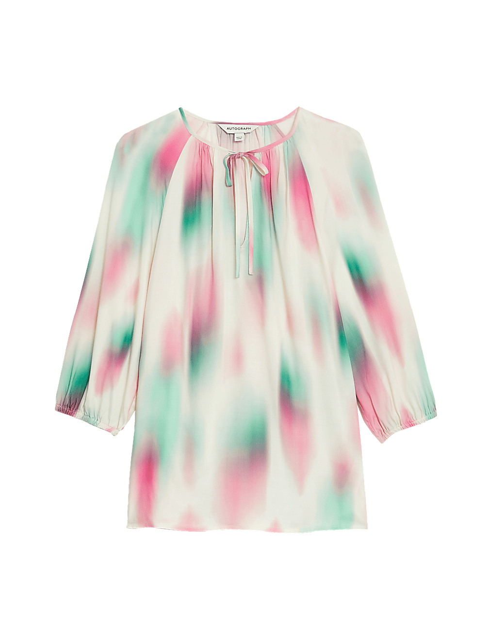 Cupro Rich Printed Tie Neck Blouse