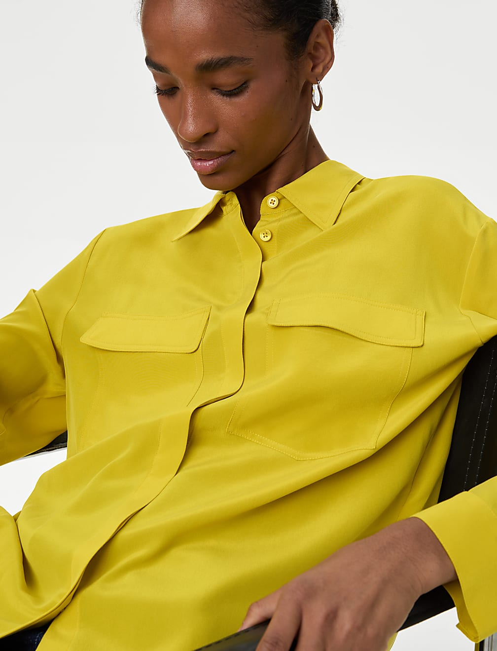 Pure Silk Collared Utility Shirt