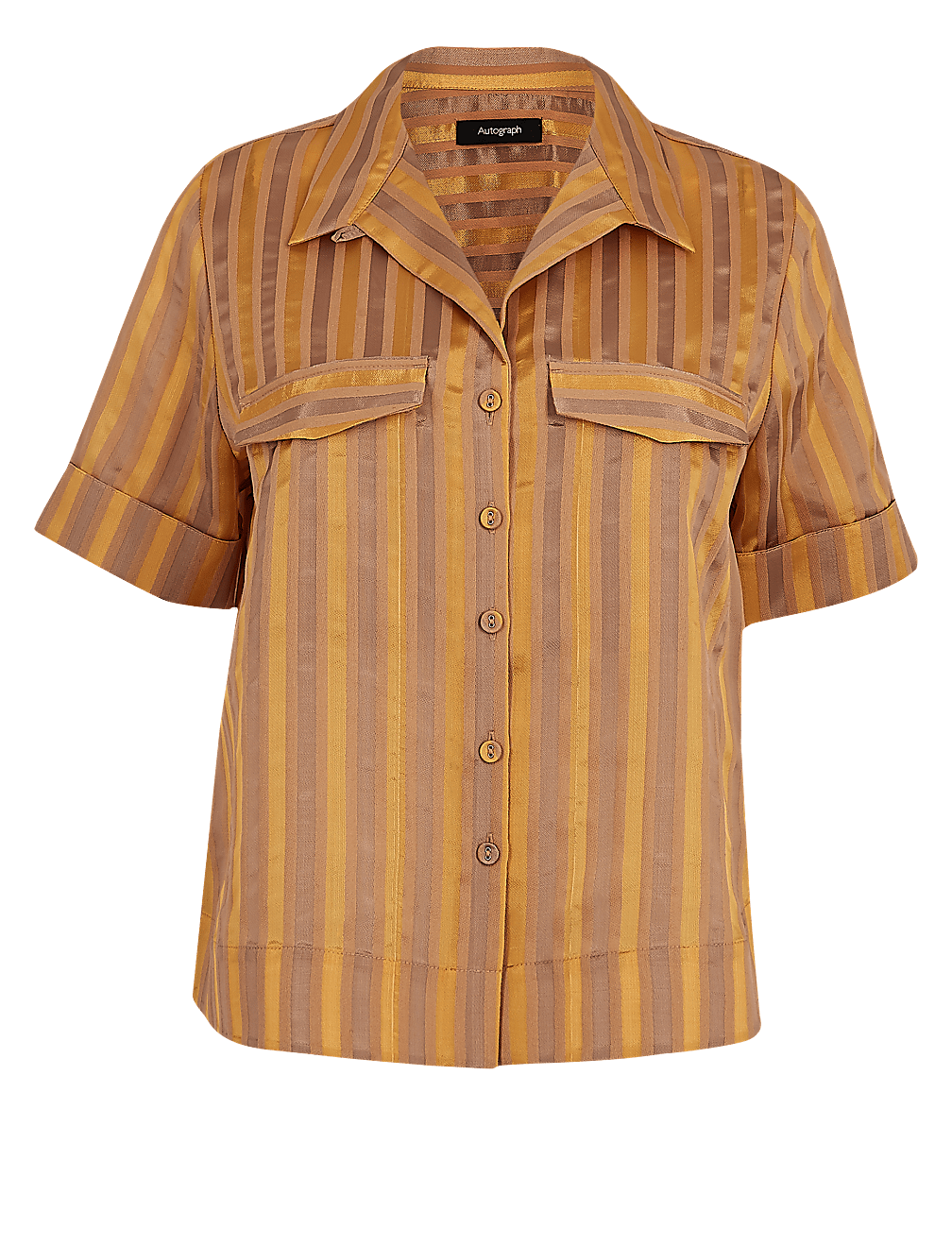 Cotton Blend Striped Cropped Boxy Shirt