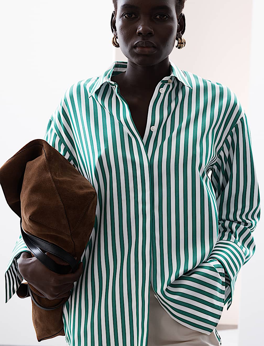 Pure Cotton Striped Collared Relaxed Shirt