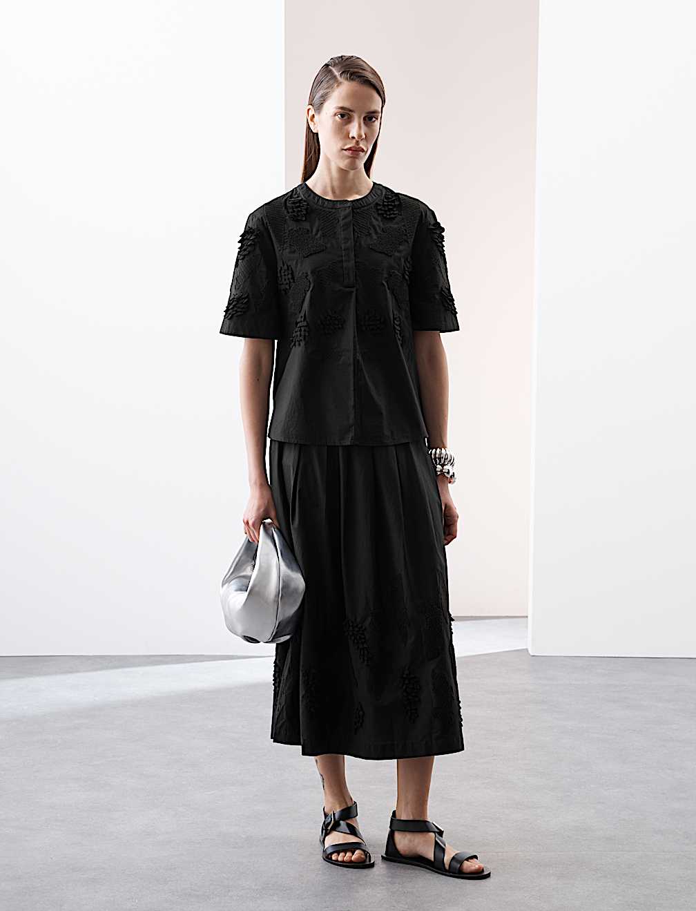 Pure Cotton Embroidered Round Neck Short Sleeve Blouse