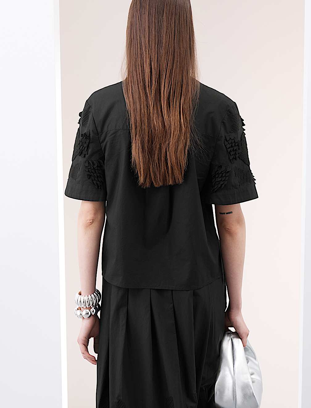 Pure Cotton Embroidered Round Neck Short Sleeve Blouse