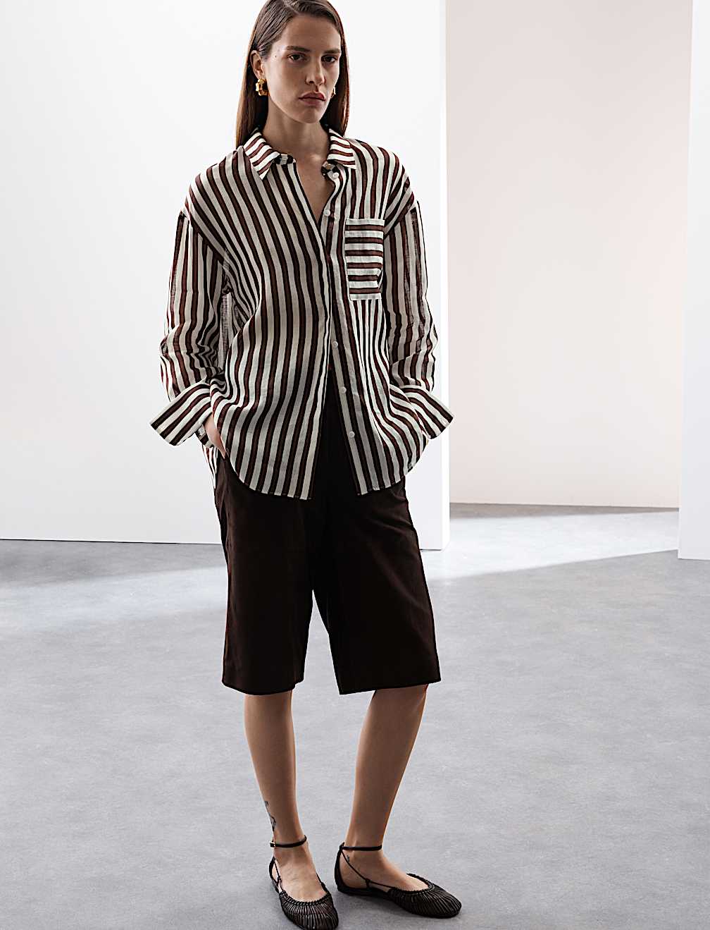Pure Ramie Striped Shirt