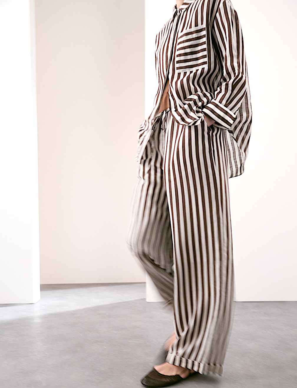 Pure Ramie Striped Shirt