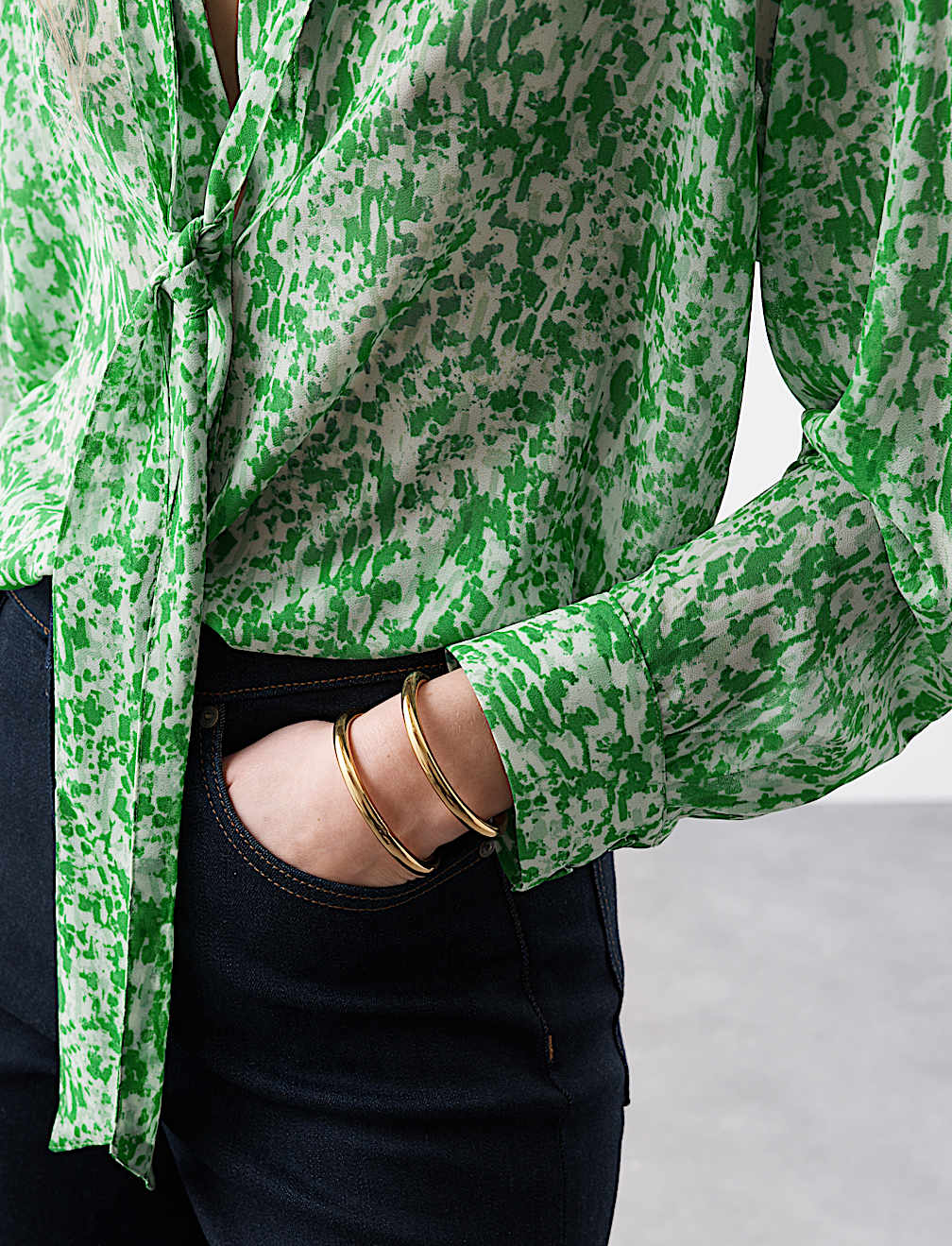 Printed Tie Neck Shirt