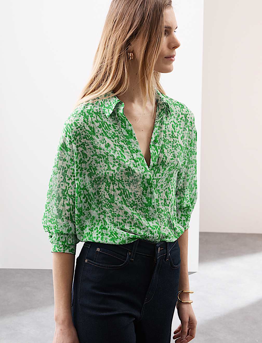 Printed Tie Neck Shirt