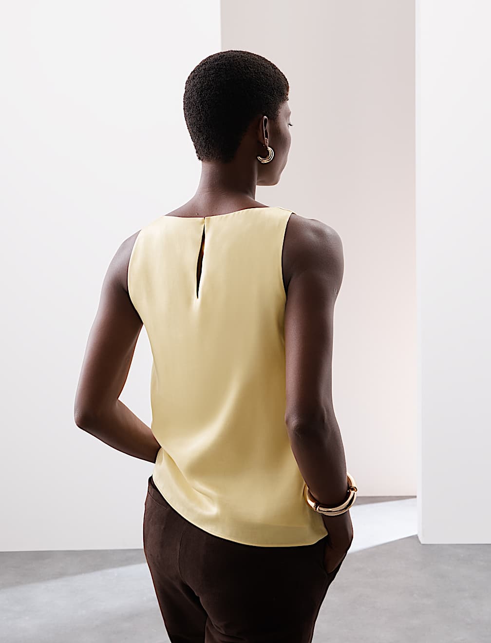 Cupro Rich Cowl Neck Asymmetric Draped Top