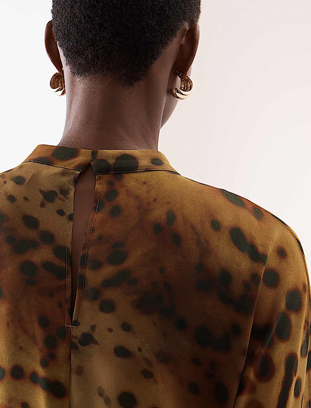 Animal Print Draped Blouse