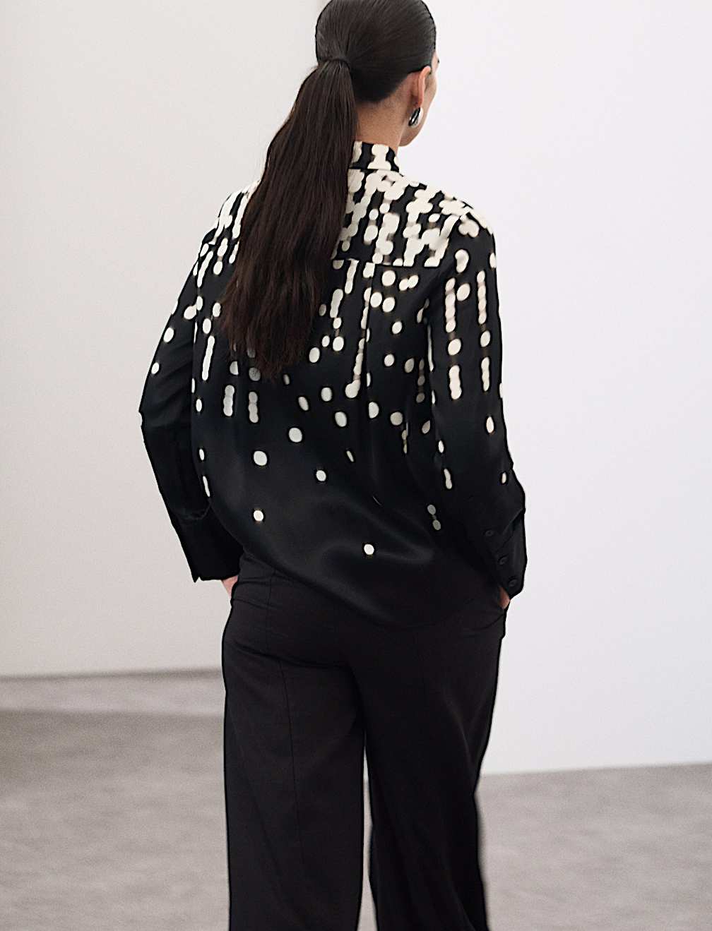 Cupro Rich Spot Print Relaxed Shirt
