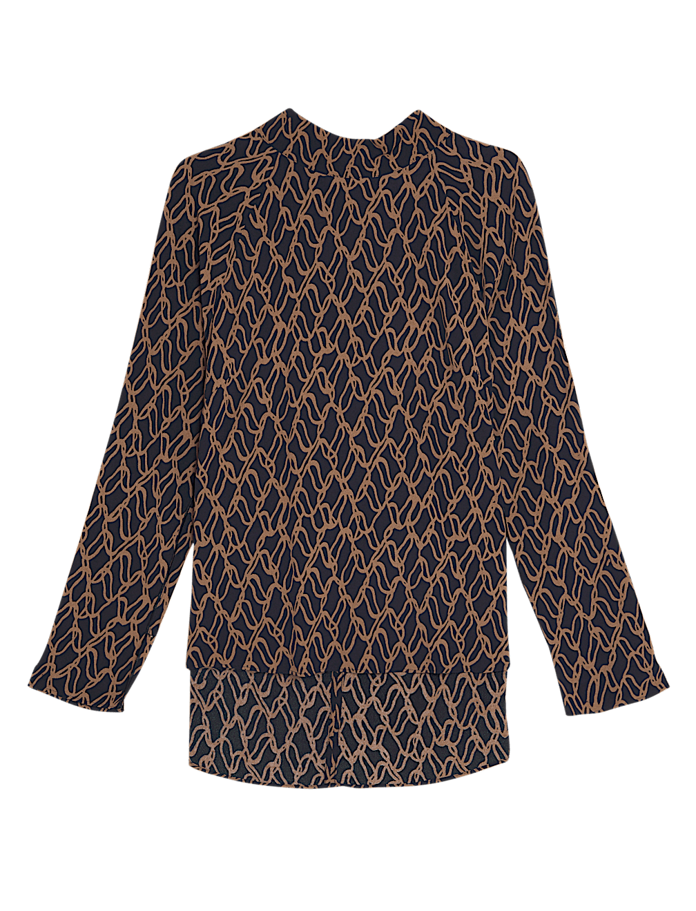 Printed High Neck Long Sleeve Blouse