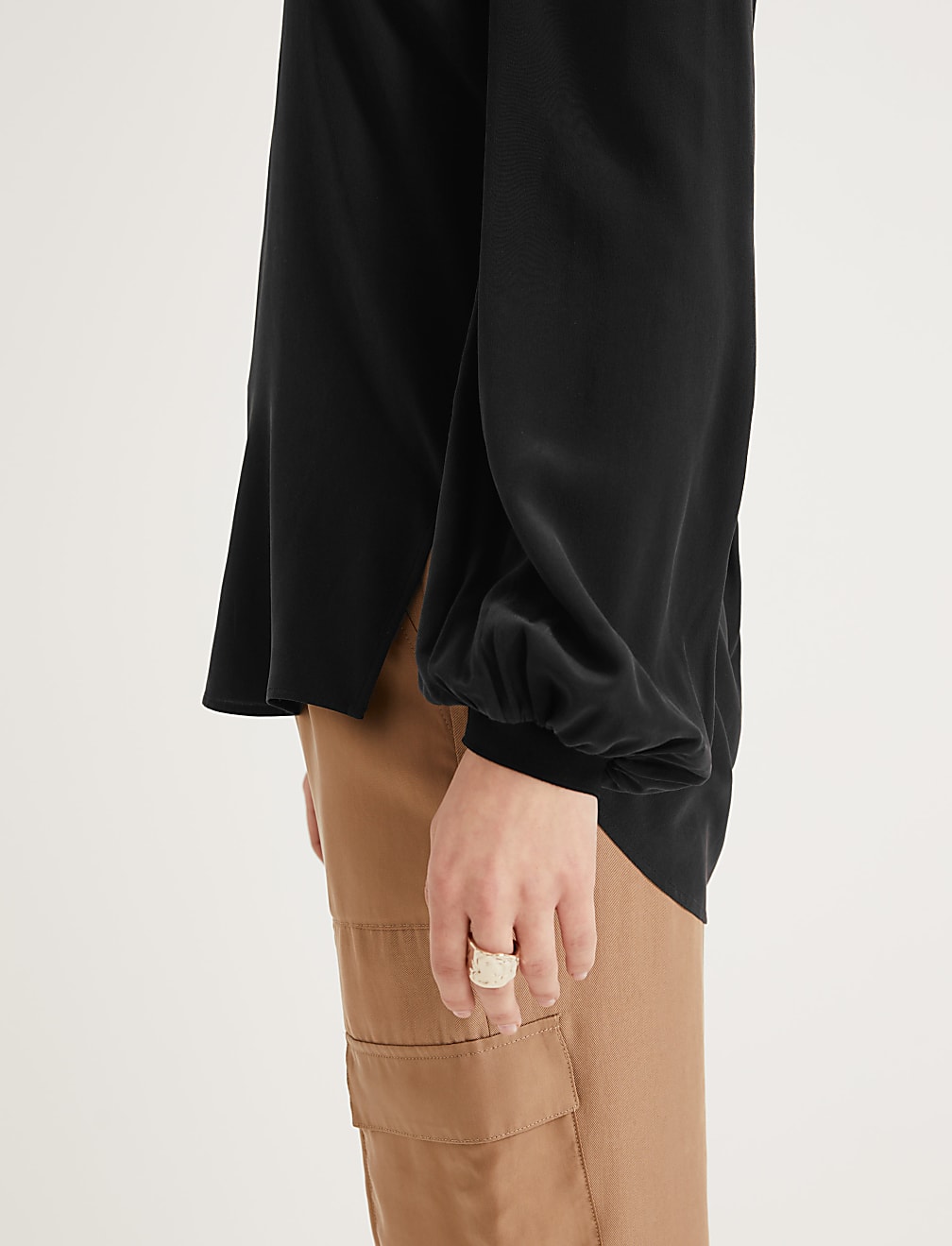 Pure Silk V-Neck Popover Blouse