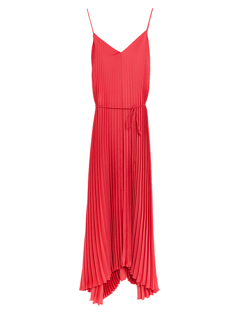 Plisse V-Neck Midi Slip Dress