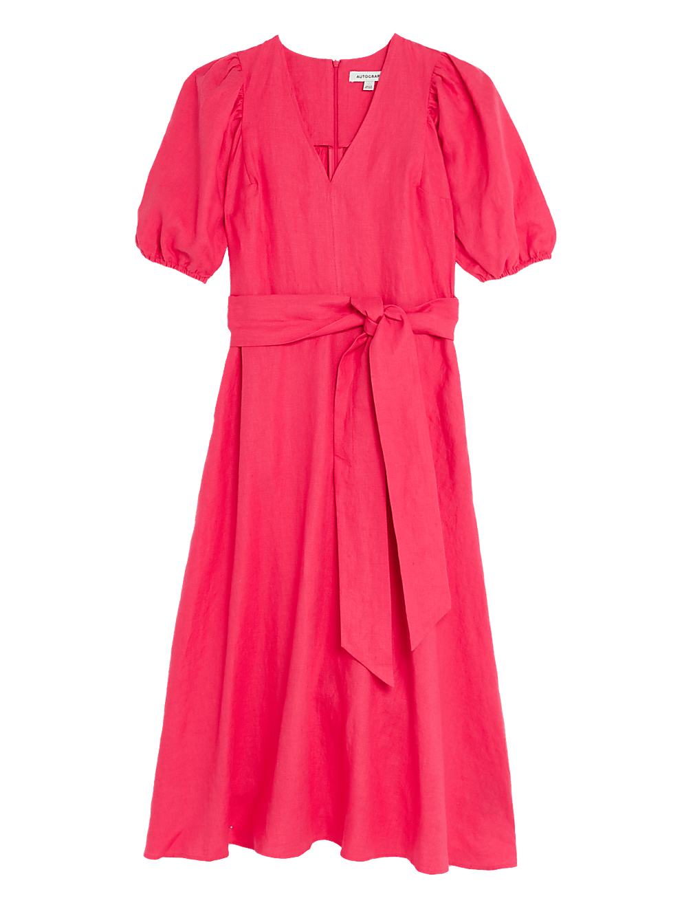 Pure Irish Linen V-Neck Midaxi Waisted Dress
