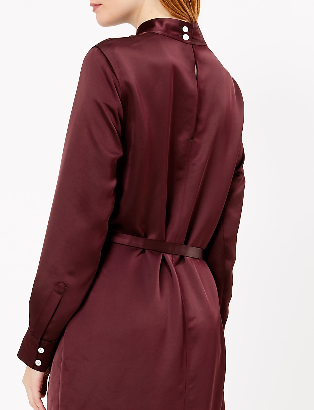 High Neck Satin Midi Dress