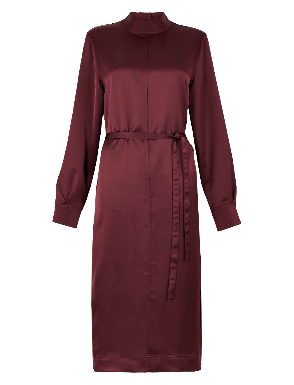 High Neck Satin Midi Dress
